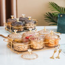 SS5219 KHAY ĐỰNG MỨT TẾT, KHAY ĐỰNG BÁNH KẸO TẾT NHỰA MIKA 6 HŨ TRÒN CAO CẤP