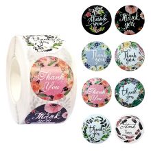 SS0693 Cuộn 500 tem thank you, Cuộn 500 nhãn dán cảm ơn hoa siêu cute, sticker