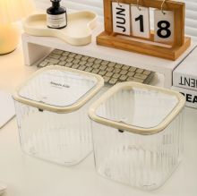 SS0717 Thùng rác mini để bàn có nắp, hộp đựng phụ kiện trong suốt - Size Lớn