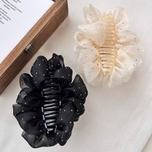 SS8096 Kẹp tóc càng cua, kẹp tóc nơ voan kim tuyến tiểu thư 2 mặt